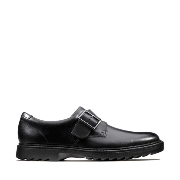 Clarks Boys Asher Civic Youth School Shoes Black | CA-3607148